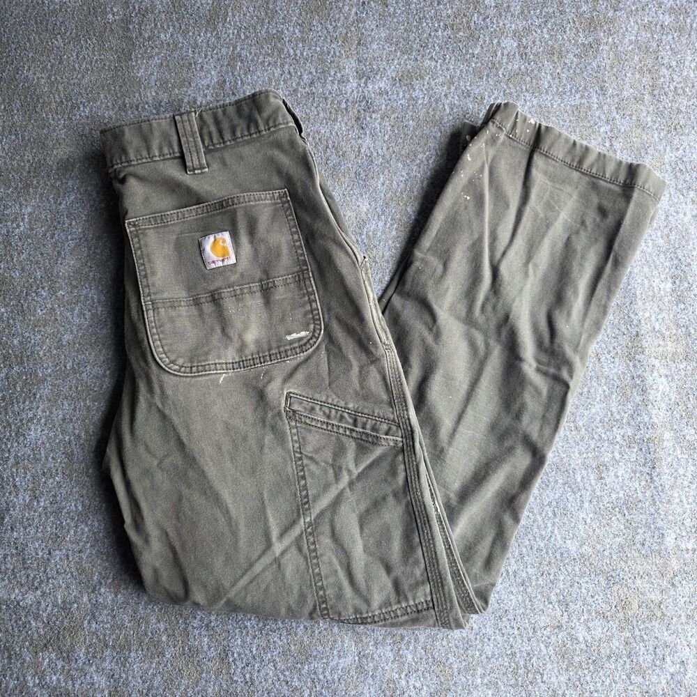 Carhartt Rugged Flex Canvas Work Pants Gray 32x32 Relaxed Fit BN2291-M